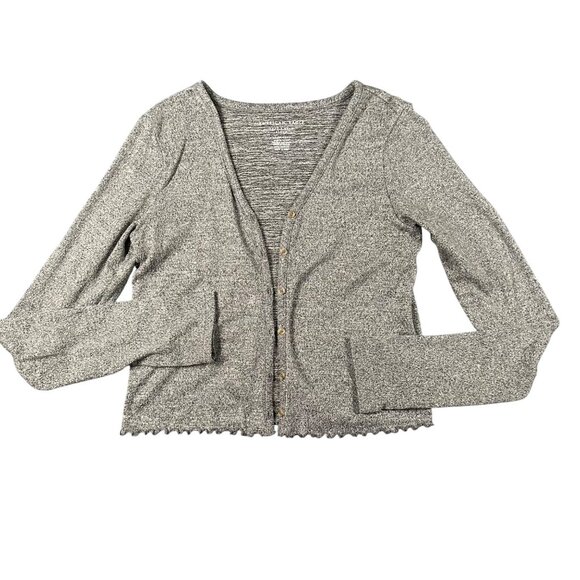 American Eagle XS Soft‎ & Sexy Plus Heather Gray Cropped Long Sleeve Sweater - Picture 1 of 10